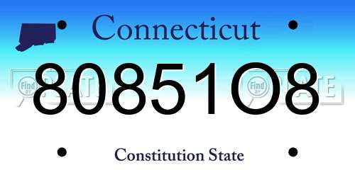 80851O8 Connecticut License Plate