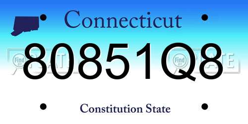 80851Q8 Connecticut License Plate