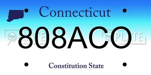 808ACO Connecticut License Plate