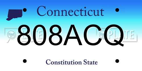 808ACQ Connecticut License Plate
