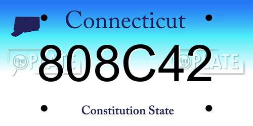 808C42 Connecticut License Plate