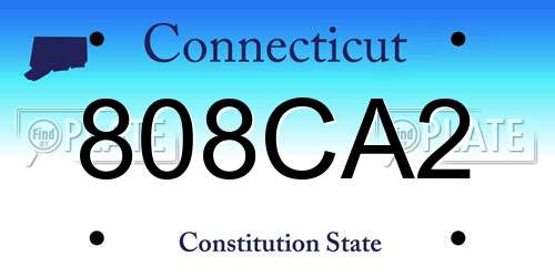 808CA2 Connecticut License Plate