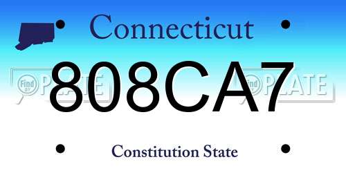 808CA7 Connecticut License Plate