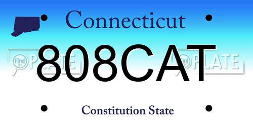 808CAT Connecticut License Plate