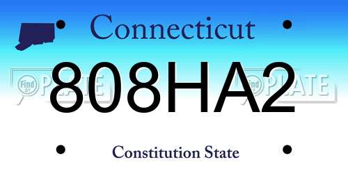 808HA2 Connecticut License Plate