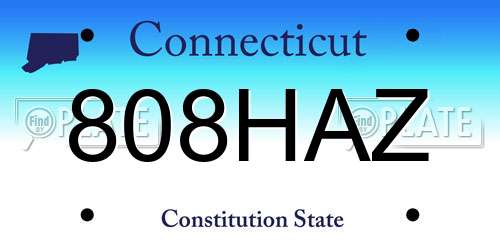 808HAZ Connecticut License Plate
