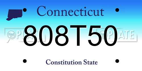 808T50 Connecticut License Plate
