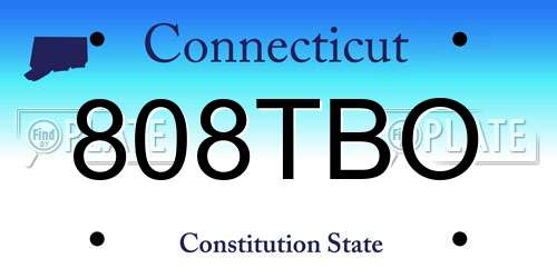 808TBO Connecticut License Plate