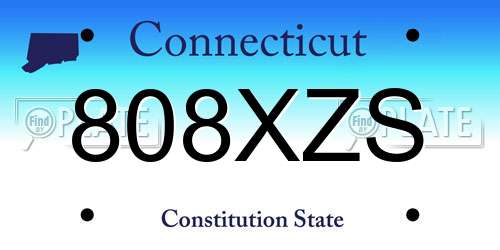 808XZS Connecticut License Plate