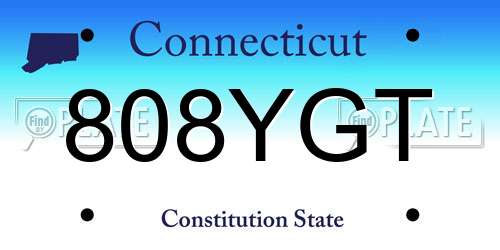 808YGT Connecticut License Plate