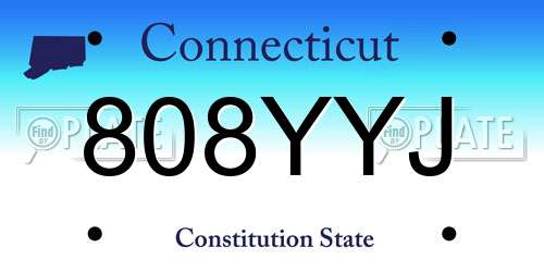 808YYJ Connecticut License Plate
