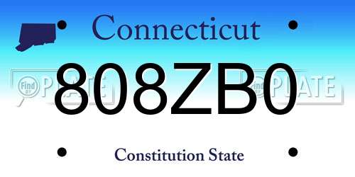 808ZB0 Connecticut License Plate