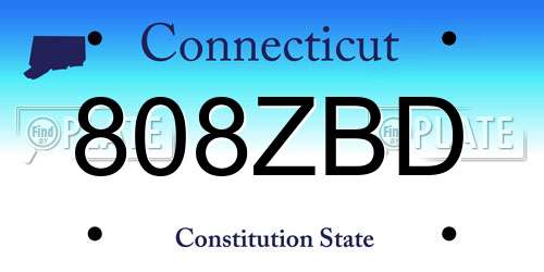 808ZBD Connecticut License Plate