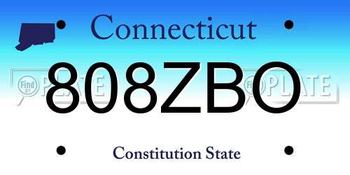 808ZBO Connecticut License Plate