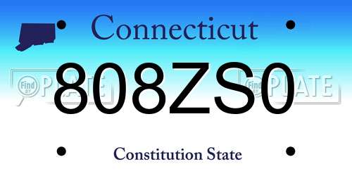 808ZS0 Connecticut License Plate