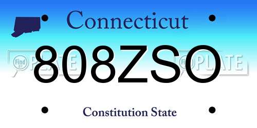 808ZSO Connecticut License Plate
