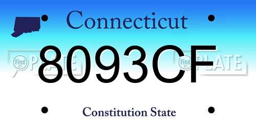 8093CF Connecticut License Plate