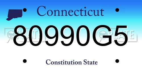 80990G5 Connecticut License Plate