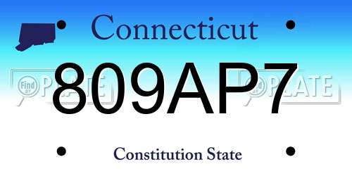 809AP7 Connecticut License Plate