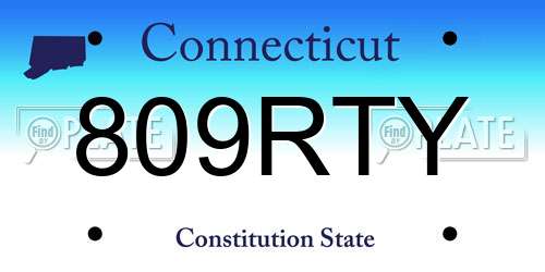 809RTY Connecticut License Plate