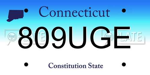 809UGE Connecticut License Plate