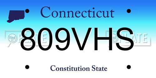 809VHS Connecticut License Plate