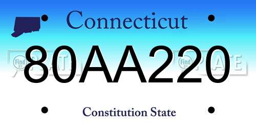 80AA220 Connecticut License Plate