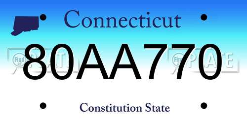 80AA770 Connecticut License Plate