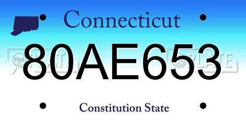 80AE653 Connecticut License Plate