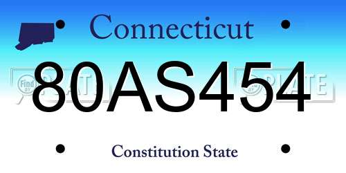80AS454 Connecticut License Plate
