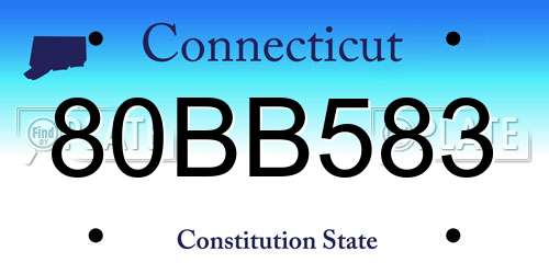 80BB583 Connecticut License Plate