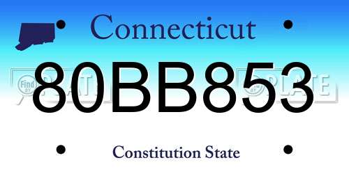 80BB853 Connecticut License Plate