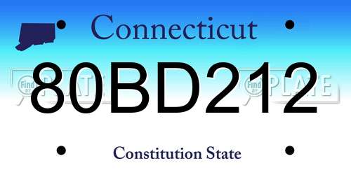 80BD212 Connecticut License Plate