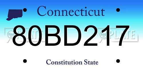 80BD217 Connecticut License Plate