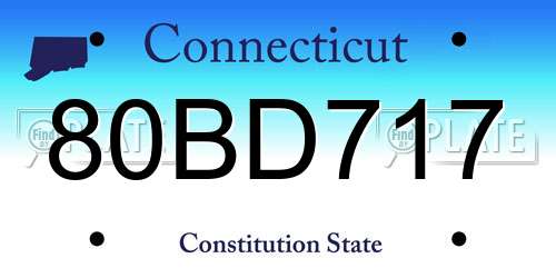 80BD717 Connecticut License Plate