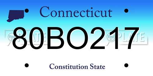 80BO217 Connecticut License Plate