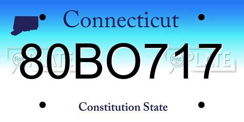80BO717 Connecticut License Plate