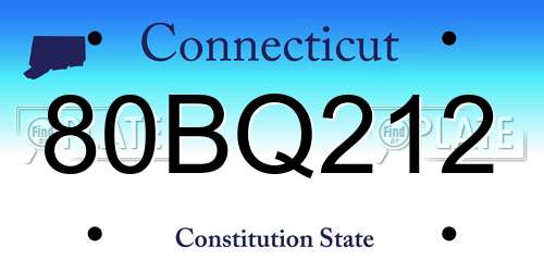 80BQ212 Connecticut License Plate