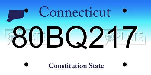 80BQ217 Connecticut License Plate