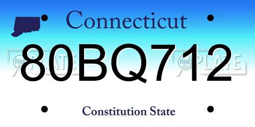 80BQ712 Connecticut License Plate