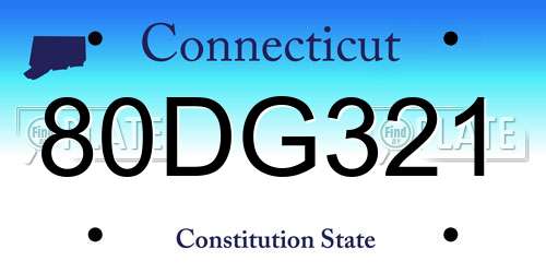 80DG321 Connecticut License Plate