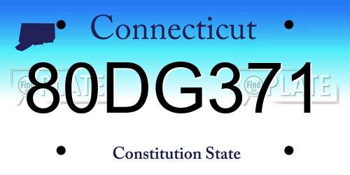 80DG371 Connecticut License Plate
