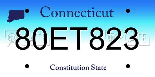 80ET823 Connecticut License Plate