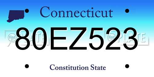 80EZ523 Connecticut License Plate