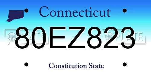 80EZ823 Connecticut License Plate