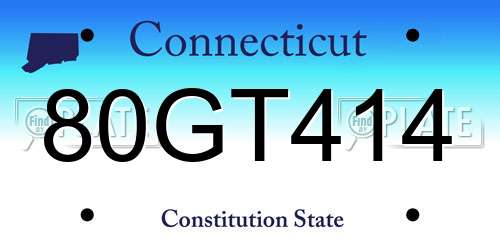 80GT414 Connecticut License Plate