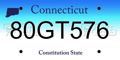 80GT576 Connecticut License Plate