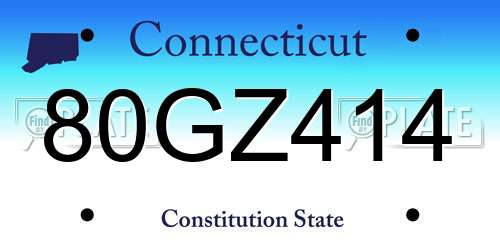 80GZ414 Connecticut License Plate