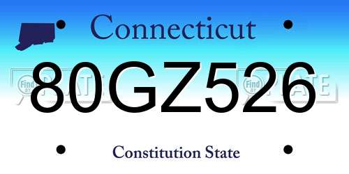 80GZ526 Connecticut License Plate