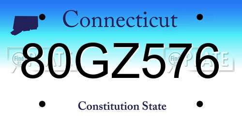 80GZ576 Connecticut License Plate